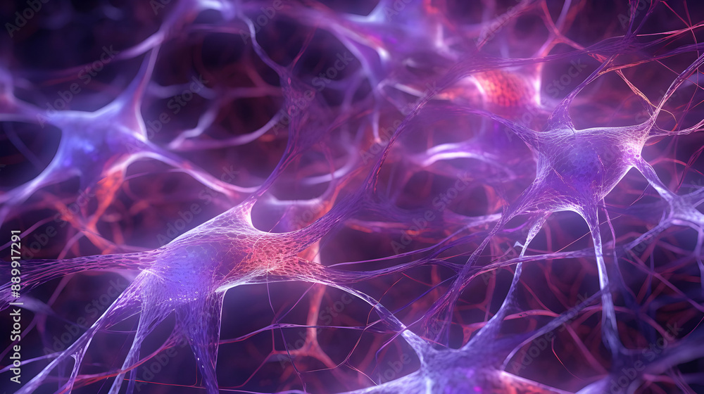 Purple and Pink Neural Network 3D Illustration Purple and Pink Neural Network 3D Illustration