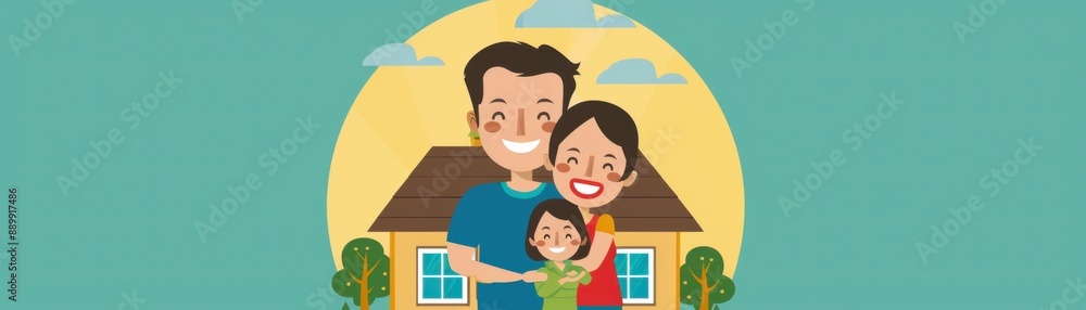 Mortgage Approval Joy: Happy Family Celebrating New Home - Flat Design Illustration Mortgage Approval Joy: Happy Family Celebrating New Home - Flat Design Illustration