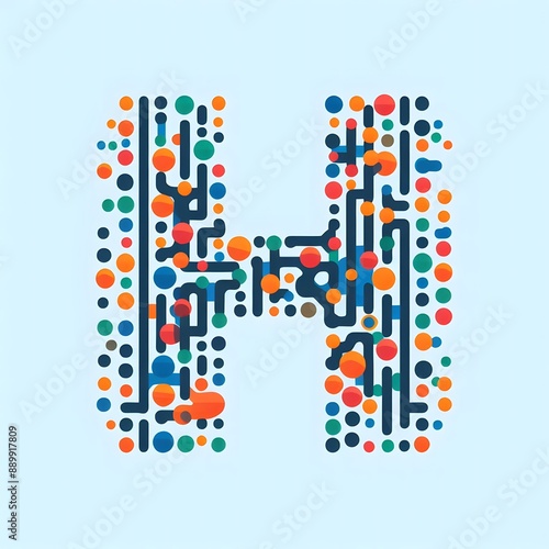 AI Generate of Logo Letter H created using random color dots