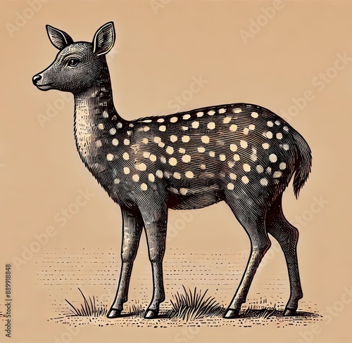 An illustration of a Chital standing alone