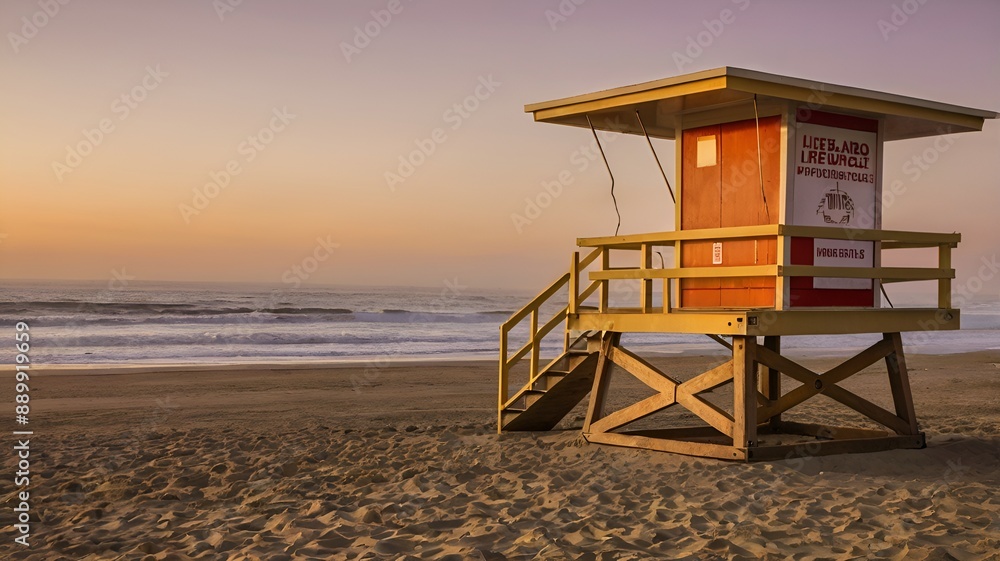 Lifeguard tower on Coronado beach at sunset Lifeguard tower on Coronado beach at sunset