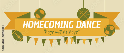 Homecoming Dance Banner Template Vector Illustration