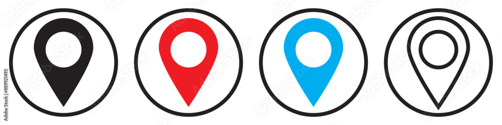 Location icon set, Map pin place marker. location pointer icon symbol in flat style. Location pin icon, Navigation sign isolated on white background. Location icon set, Map pin place marker. location pointer icon symbol in flat style. Location pin icon, Navigation sign isolated on white background.