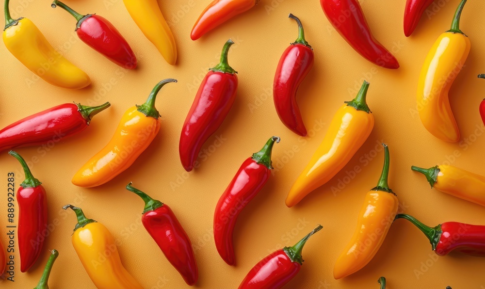 Top View of Spicy Peppers and Ingredients on a Bright Background Top View of Spicy Peppers and Ingredients on a Bright Background
