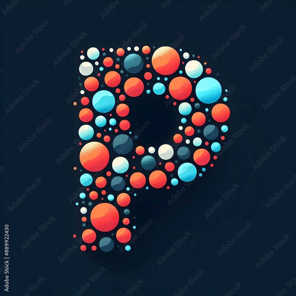 AI Generate of Logo Letter P created using random color dots AI Generate of Logo Letter P created using random color dots