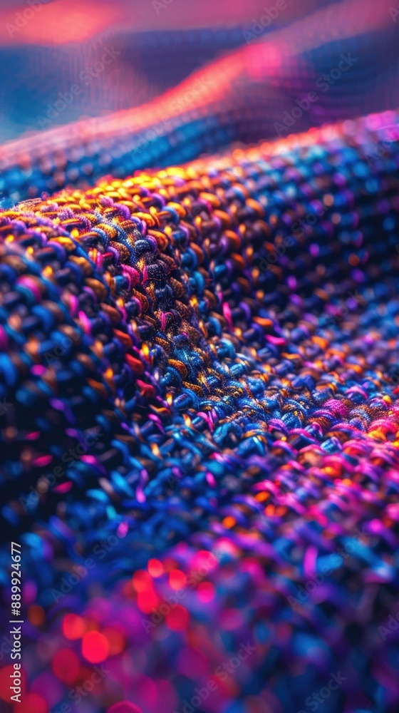 Close-up of a colorful knitted fabric. AI. Close-up of a colorful knitted fabric. AI.