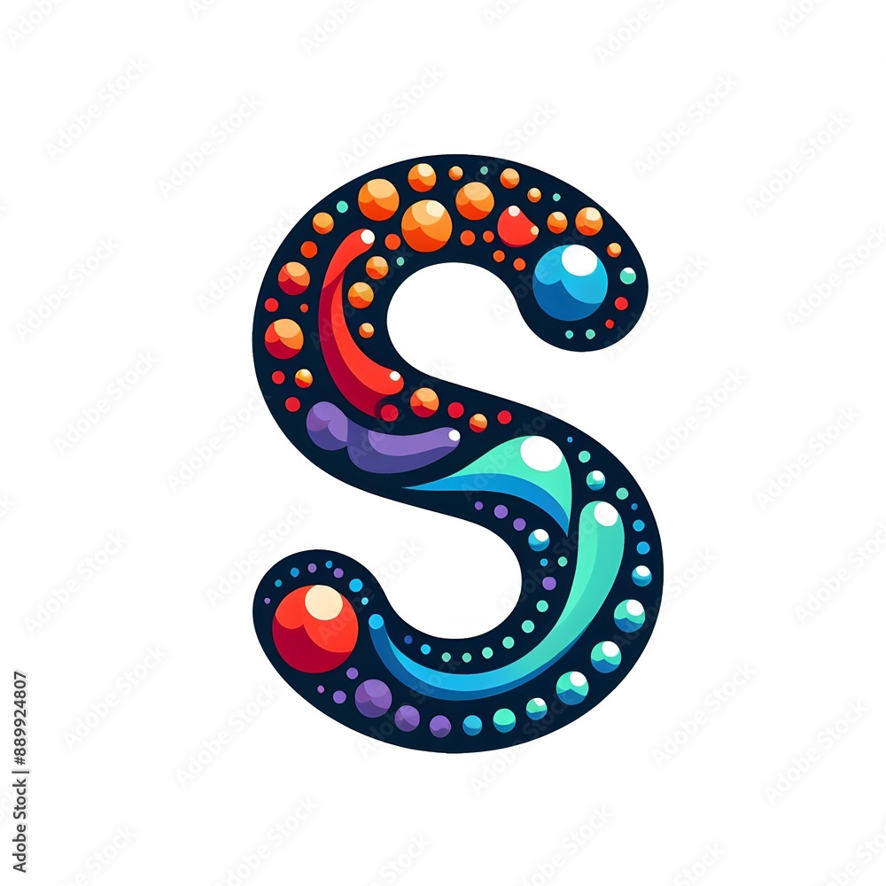 Naklejka premium AI Generate of Logo Letter S created using random color dots