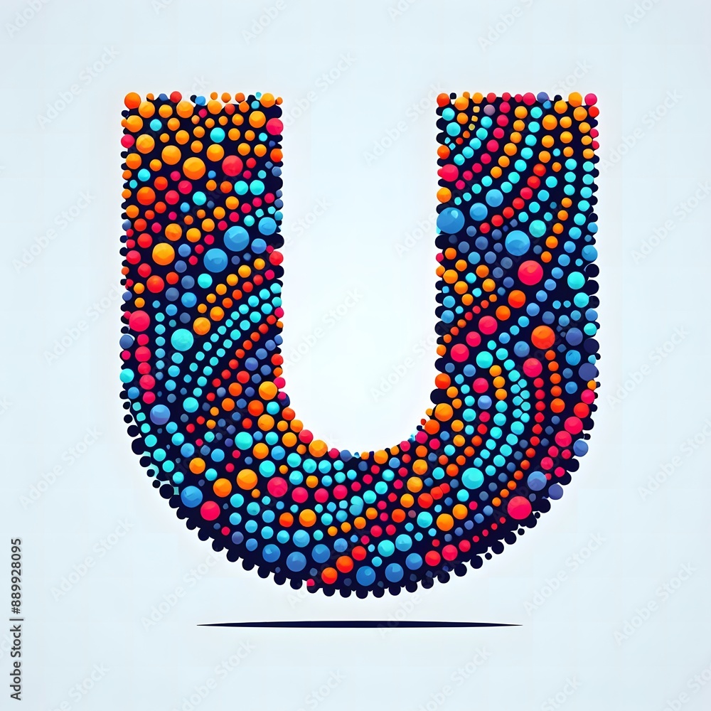 AI Generate of Logo Letter U created using random color dots AI Generate of Logo Letter U created using random color dots