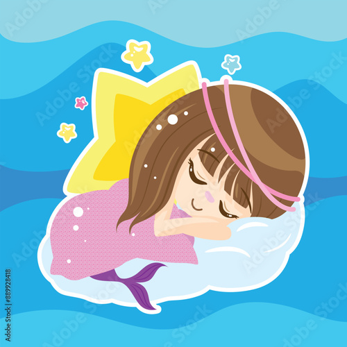 Kawaii Cloud with Hanging Stars with pink background