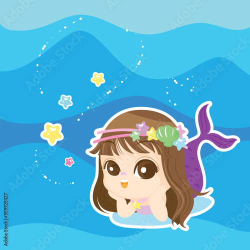 Kawaii Cloud with Hanging Stars with pink background