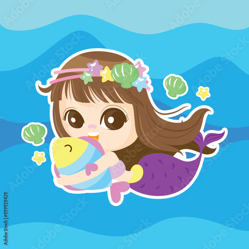 Kawaii Cloud with Hanging Stars with pink background