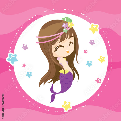 Kawaii Cloud with Hanging Stars with pink background