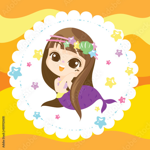 Kawaii Cloud with Hanging Stars with pink background