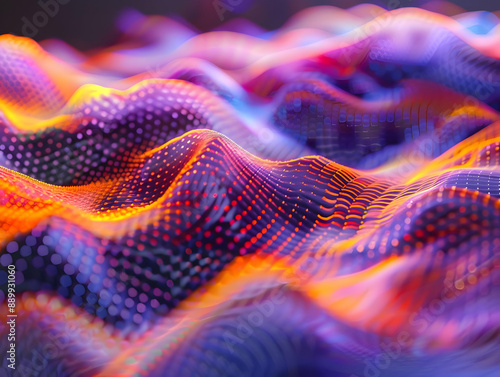 Abstract 3D Background with Wavy Lines and Vibrant Colors © KALEYA