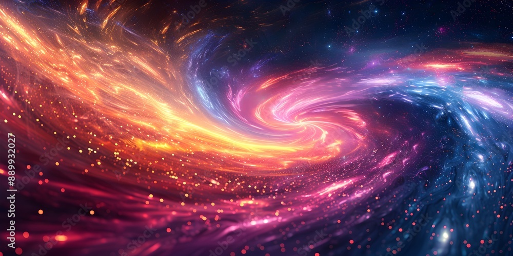 Swirling Multicolor Cosmic Flow in Digital Backdrop Swirling Multicolor Cosmic Flow in Digital Backdrop