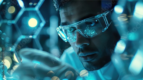 Wallpaper Mural Scientist in Laboratory with Safety Glasses Conducting Research on Advanced Technology and Biotechnology Torontodigital.ca