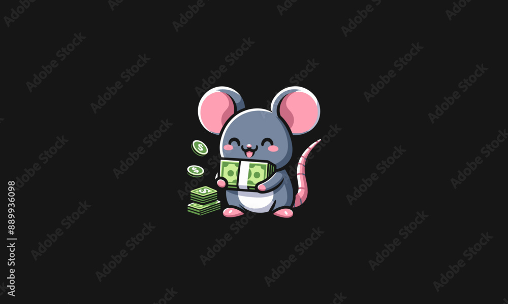 cartoon mouse hold money vector flat design cartoon mouse hold money vector flat design