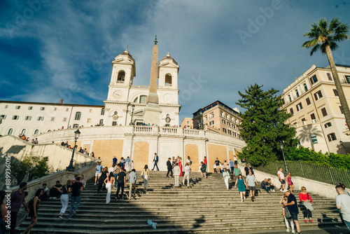 Fotografie Rome, Italy - may 2 2024- Tourists and locals on The Spanish Steps