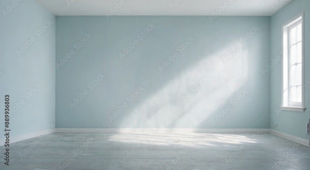 Fototapeta premium empty room light blue wall floor painted gradient