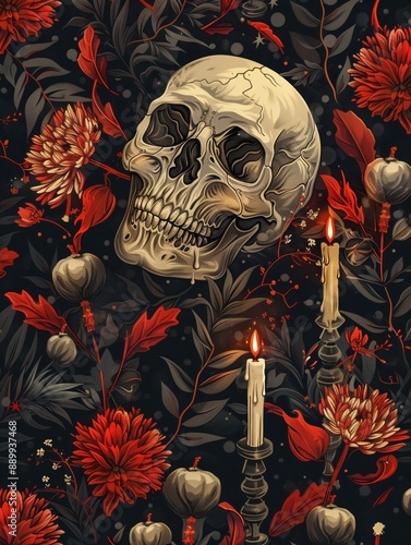 skull and flowers photo