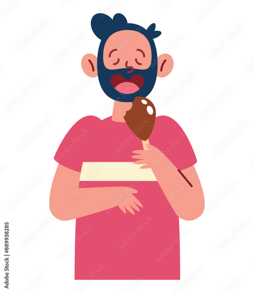 adult man eating roasted chicken adult man eating roasted chicken