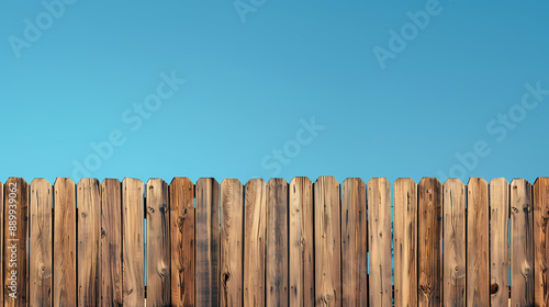 Wooden fence against blue sky background