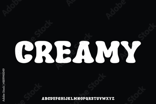 Cute chubby rounded retro style serif alphabet display font vector