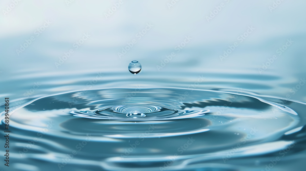 A drop of water falls into a calm, tranquil surface A drop of water falls into a calm, tranquil surface