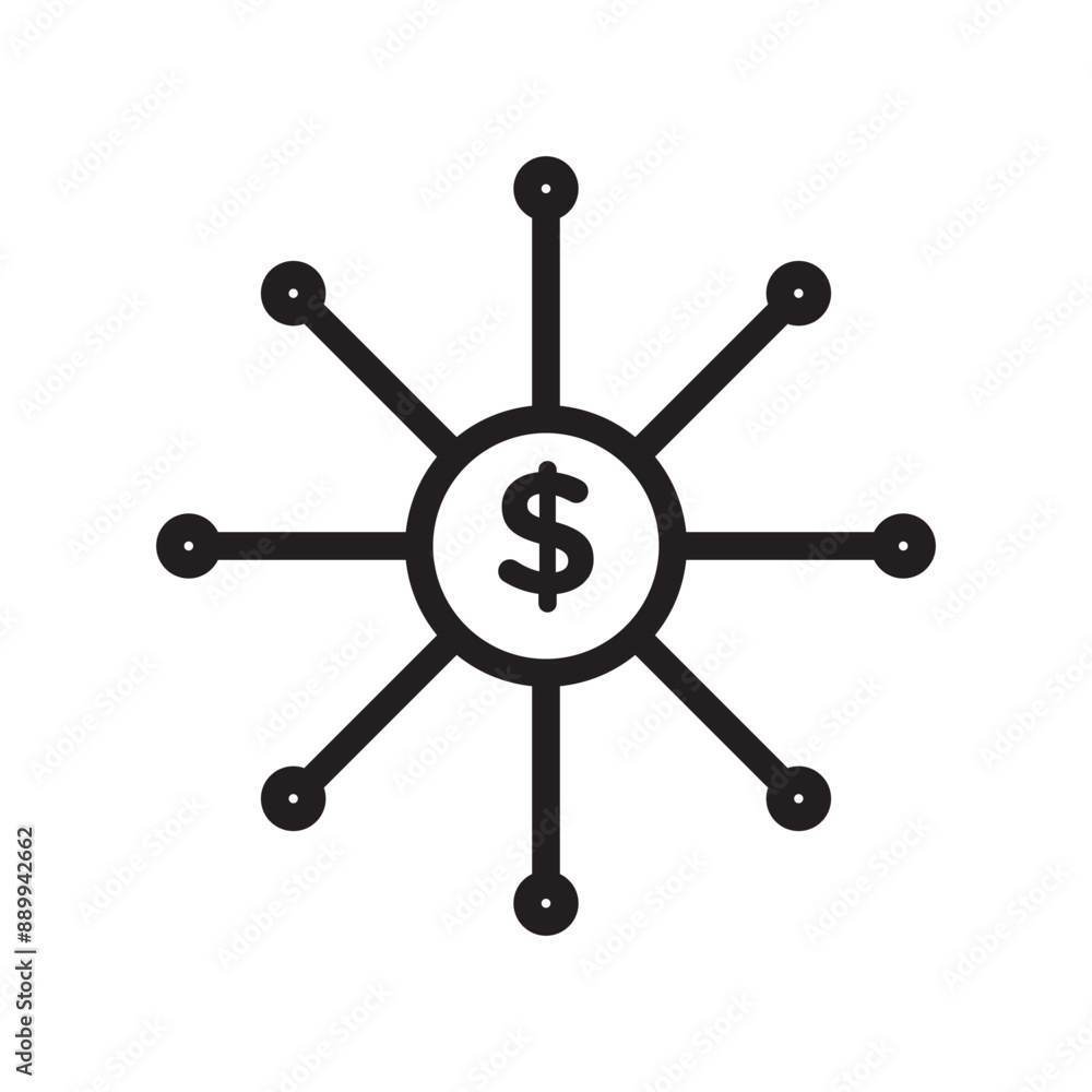 Diversified investment icon Black line art vector logo Diversified investment icon Black line art vector logo