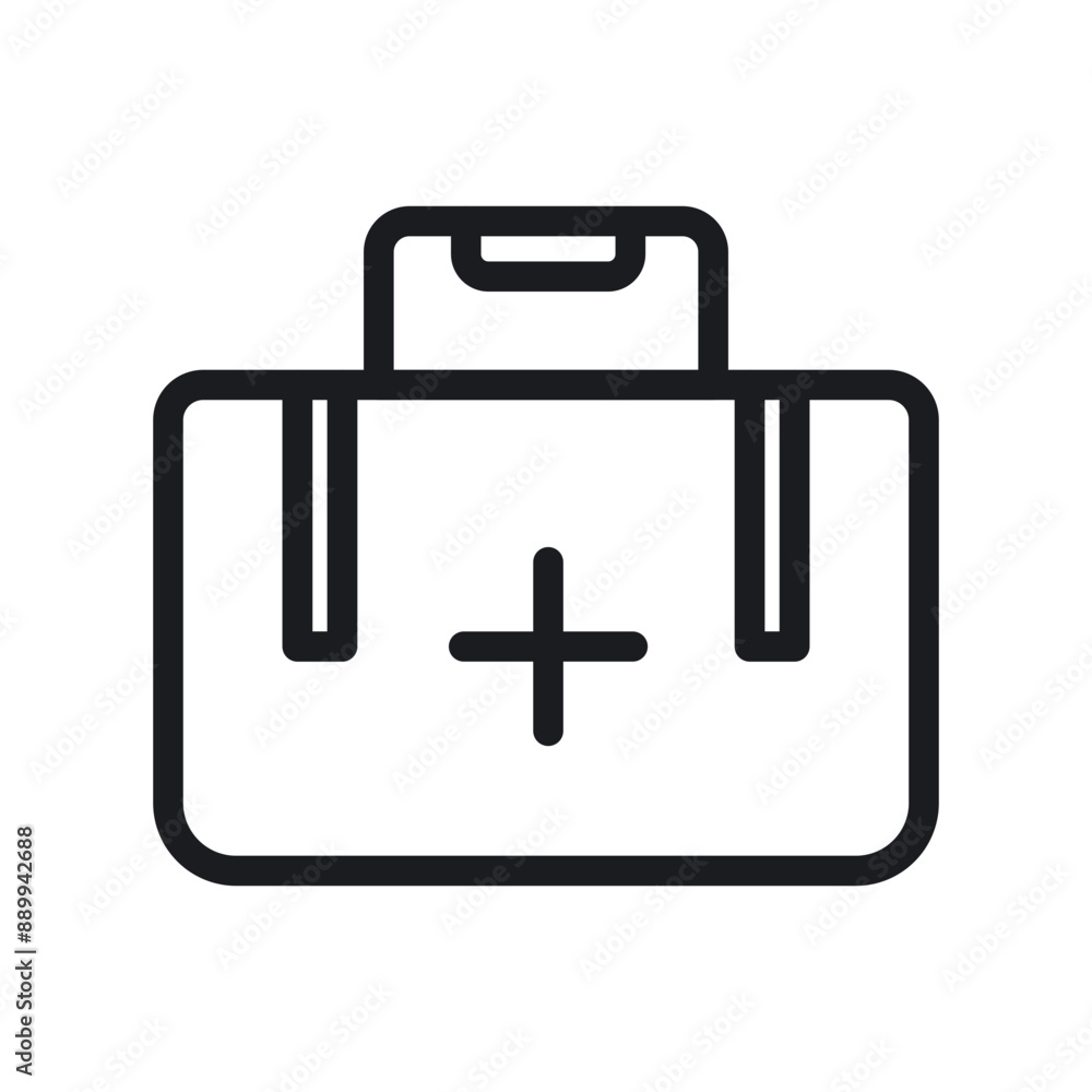 Emergency kit icon Black line art vector logo