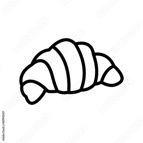 Croissant icon Black line art vector logo