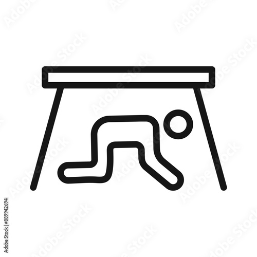 Earthquake safety place icon Black line art vector logo
