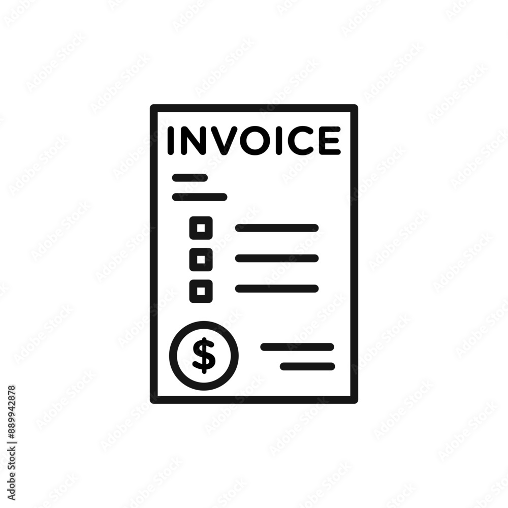 Invoice document icon Black line art vector logo Invoice document icon Black line art vector logo