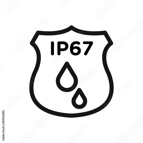 Принти на полотні IP67 waterproof icon Black line art vector logo