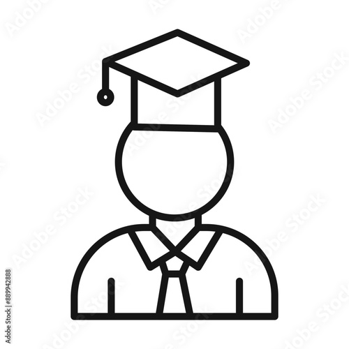 Graduated student icon Black line art vector logo