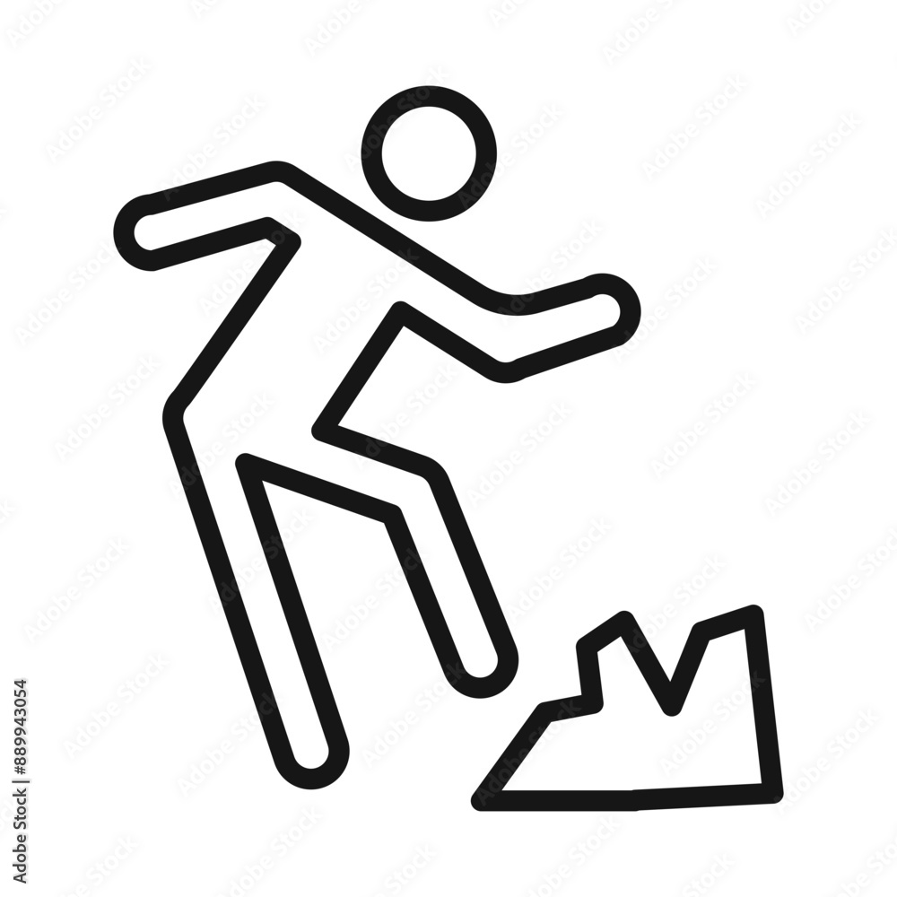 Man tripping icon Black line art vector logo Man tripping icon Black line art vector logo