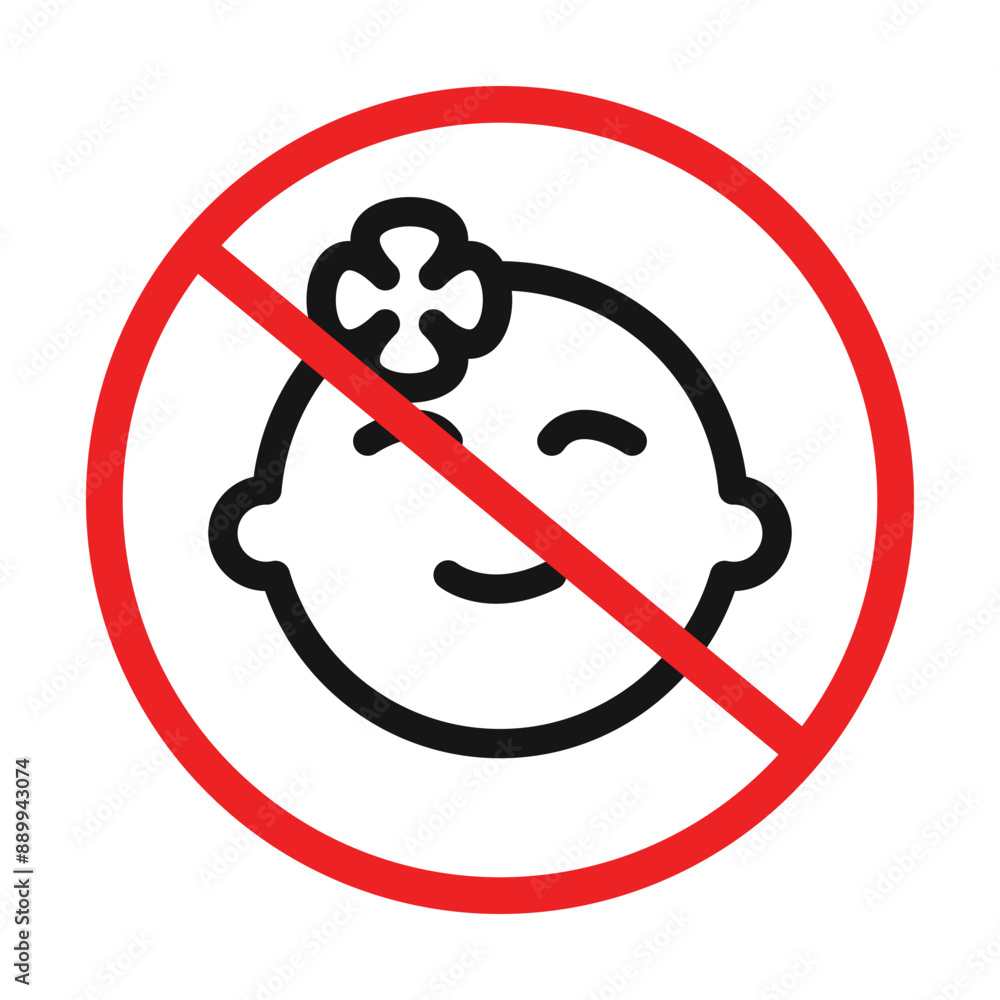 No kid allowed icon Black line art vector logo