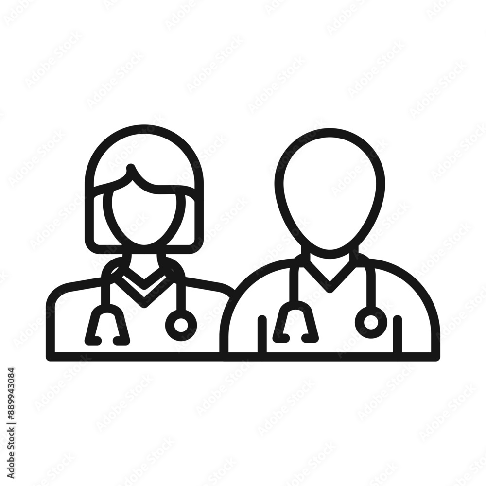 Medical team icon Black line art vector logo Medical team icon Black line art vector logo