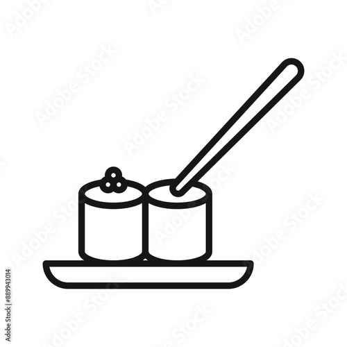 Maki sushi roll icon Black line art vector logo