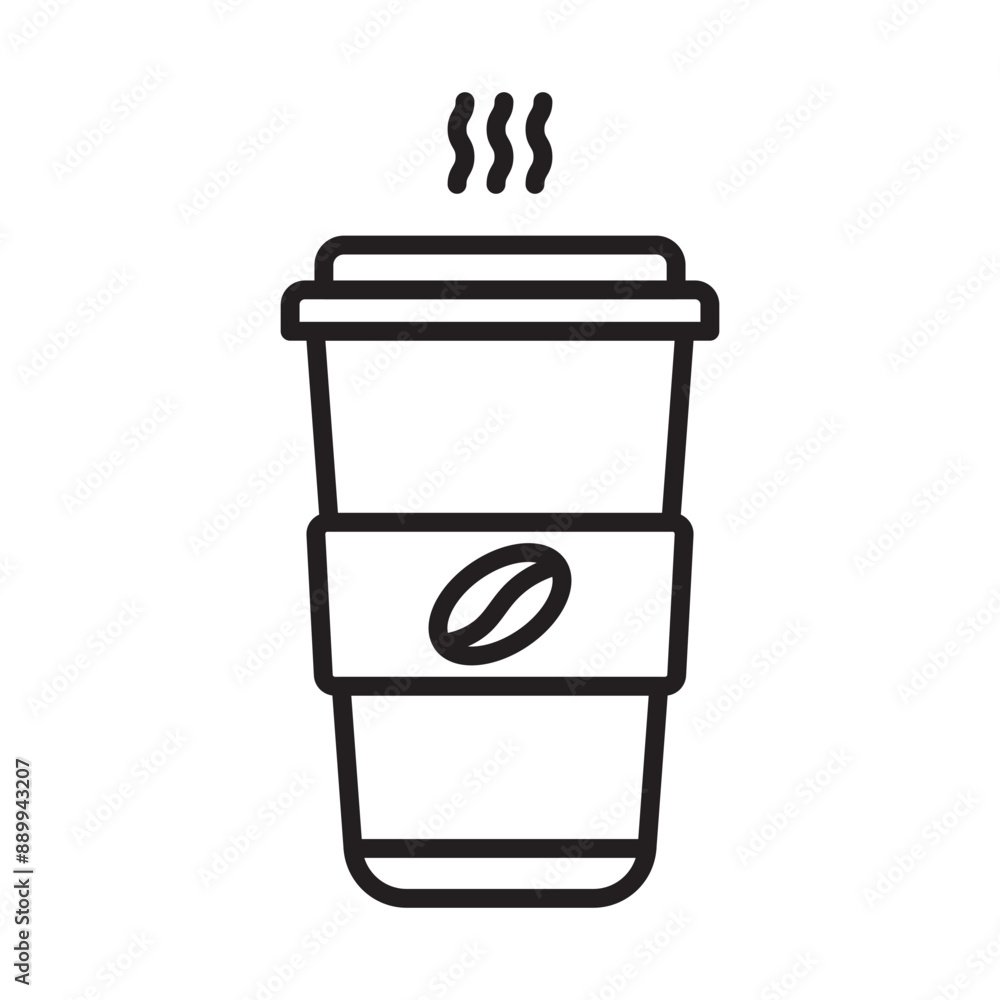 Paper coffee cup icon Black line art vector logo Paper coffee cup icon Black line art vector logo