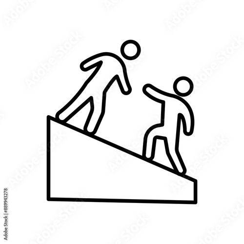 Person help someone icon Black line art vector logo