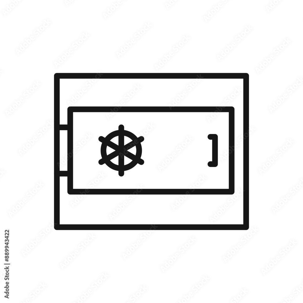 Safe vault box icon Black line art vector logo Safe vault box icon Black line art vector logo