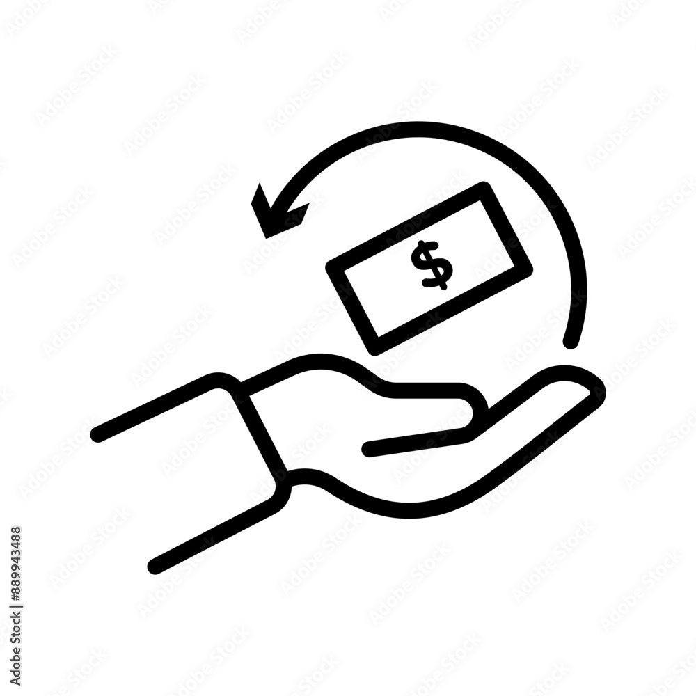 refund money icon Black line art vector logo refund money icon Black line art vector logo
