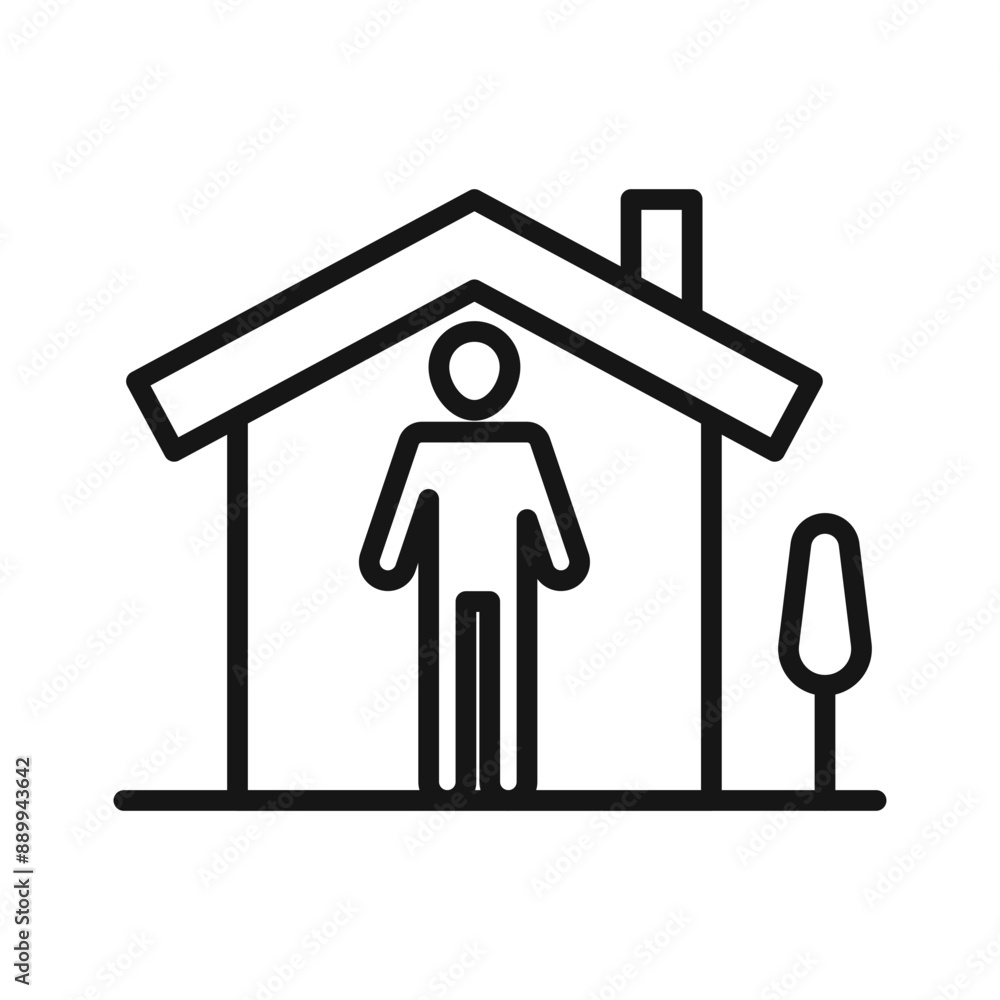 Stay home icon Black line art vector logo Stay home icon Black line art vector logo