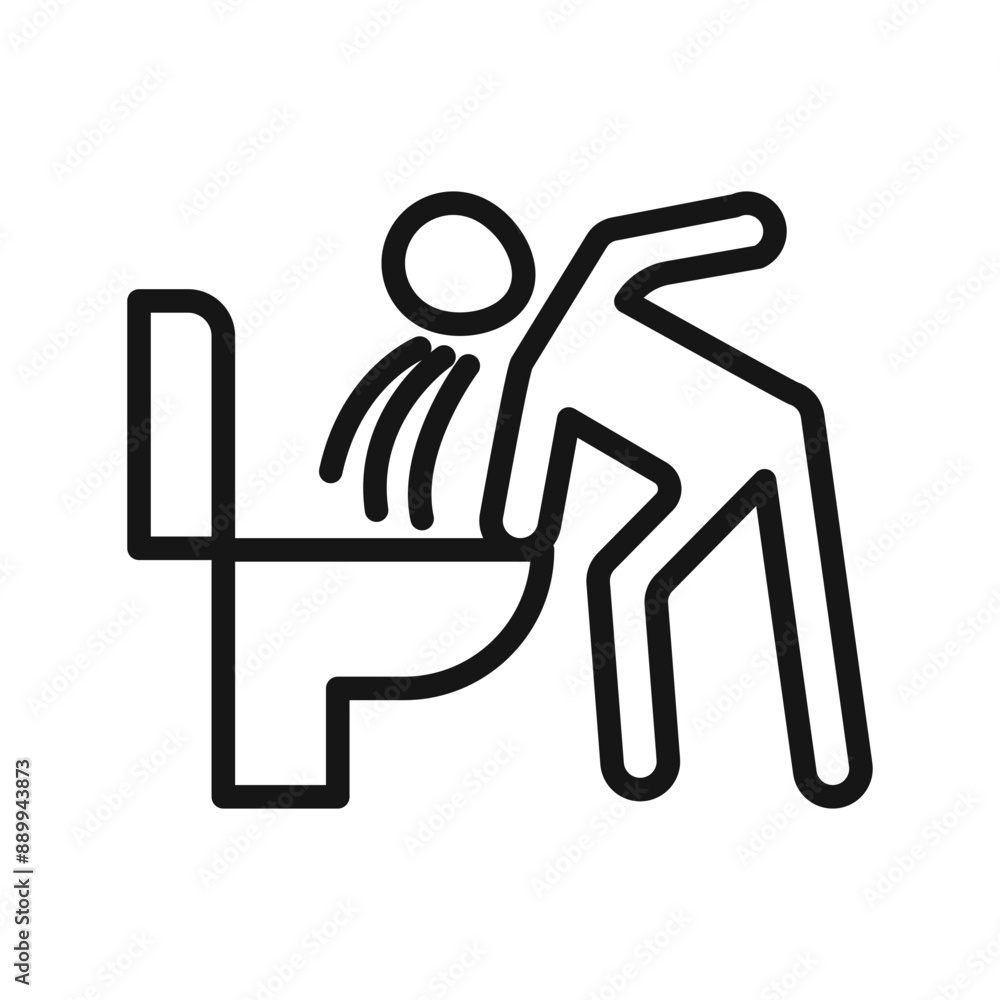 vomiting in bathroom icon Black line art vector logo vomiting in bathroom icon Black line art vector logo