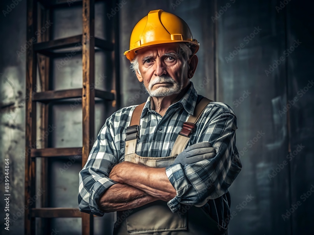 Senior Construction Worker with Arms Crossed. Senior Construction Worker with Arms Crossed.