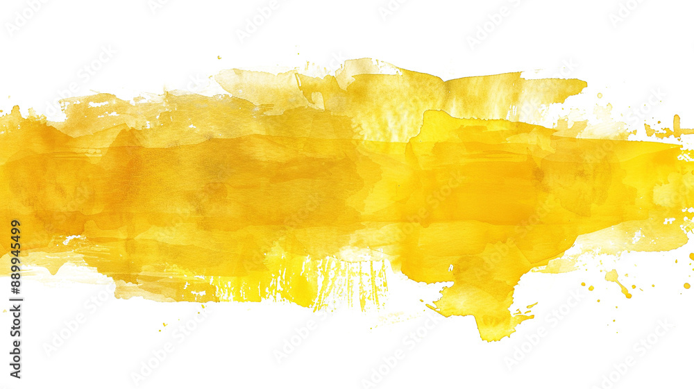 Fototapeta premium Yellow Watercolor Paint Brush Strokes on Transparent Background PNG - Banner Line Water Color Smoke Fog Grunge 