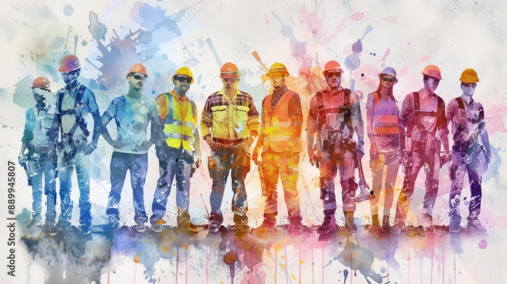 Naklejka premium Construction Workers, Labor Day