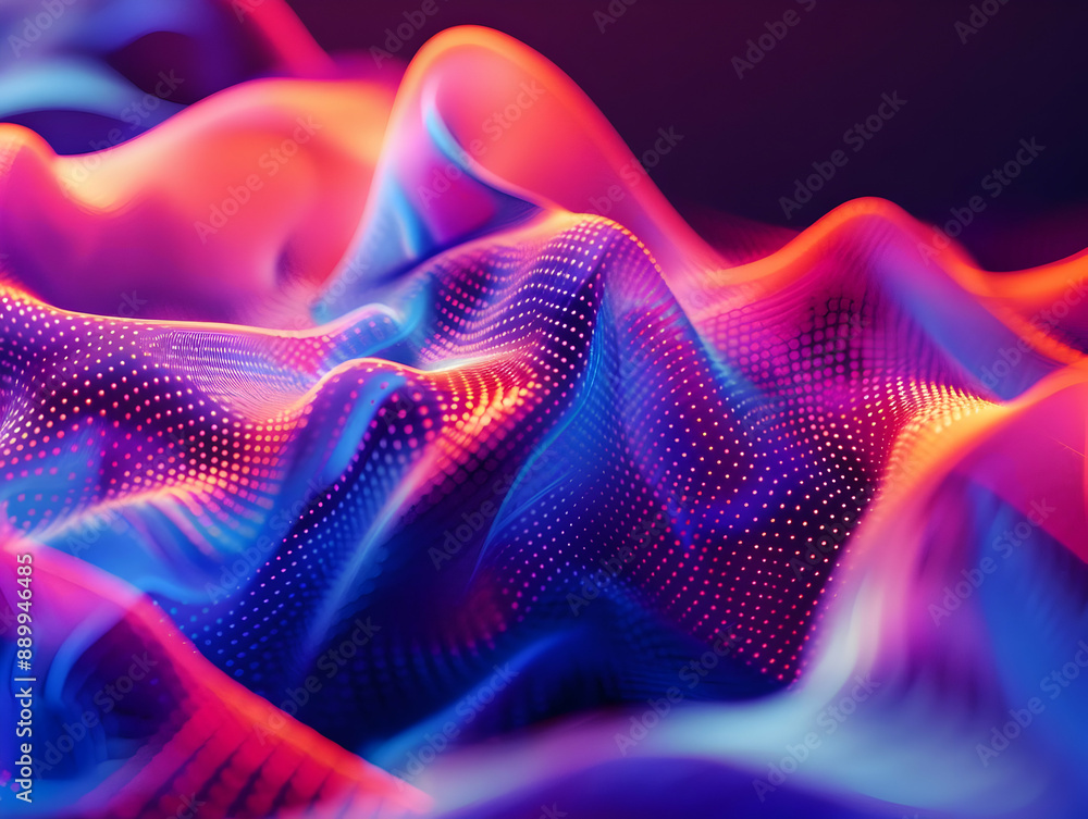 Abstract 3D Background with Red and Blue Neon Lights and Dotted Pattern Abstract 3D Background with Red and Blue Neon Lights and Dotted Pattern