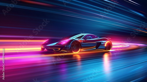 fast neon car background © irawan
